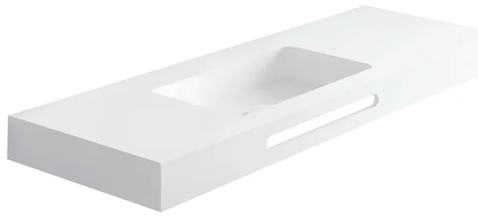 Lavabo sospeso rettangolare Zen L100 H 10 x P 46 cm in acrilico bianco
