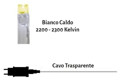 Tenda Natalizia LED , 2x2m, Cavo TRASPARENTE, IP44 Colore Bianco Caldo 2200 - 2300 °K