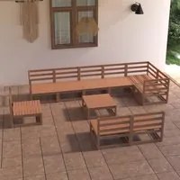 Set Divani da Giardino 10 pz Marrone Miele in Massello di Pino 3075642