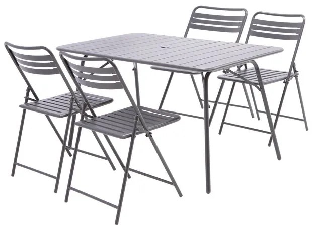 Set tavolo e sedie Cafe origami in acciaio antracite per 2 persone