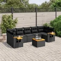 Set Divani da Giardino con Cuscini 8 pz Nero in Polyrattan 3226650