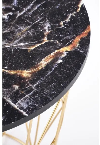 Tavolino HARISSA 41x42 cm oro/nero marmor decor