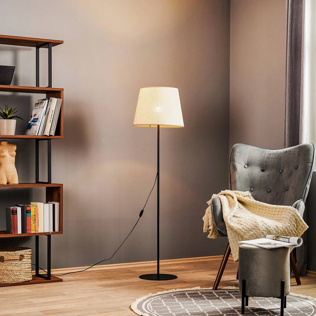 TK Lighting Piantana Chicago con paralume in lino