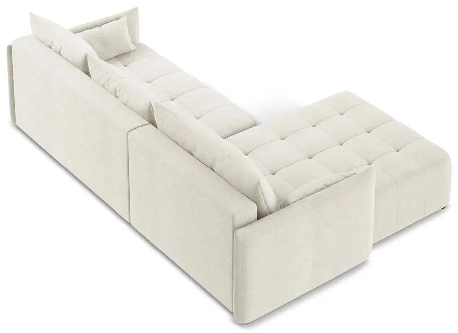 Divano angolare beige allungabile/con contenitore (con penisola a sinistra/con chaise lounge) Moku – Makamii