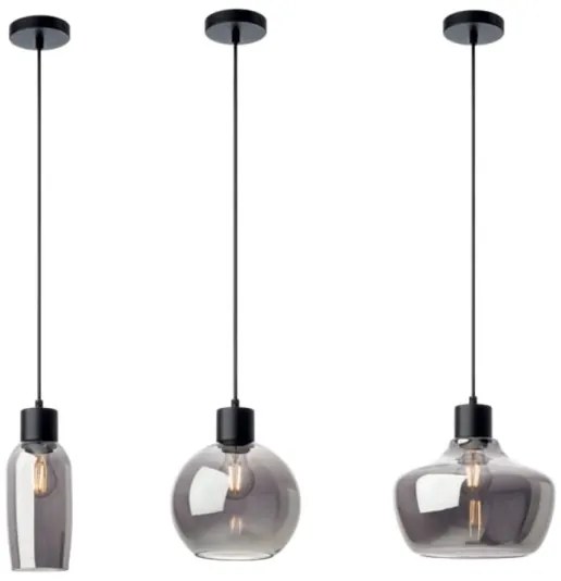 Redo 01-4045 - Lampadario a sospensione con filo ATLANTIS 1xE27/42W/230V diametro 20 cm nero