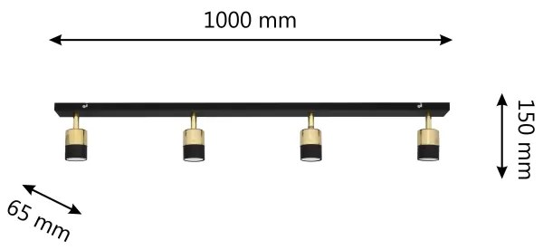 Faretto LED TUBSSON 4xGU10/4,8W/230V nero/oro