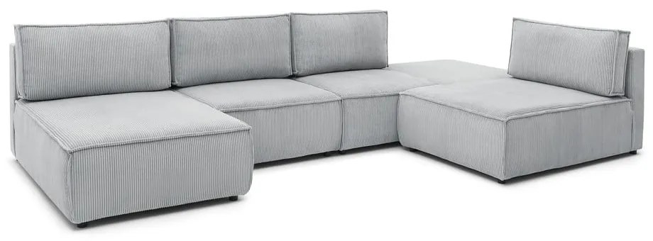 Divano angolare in velluto a coste variabile grigio chiaro Nihad modular - Bobochic Paris