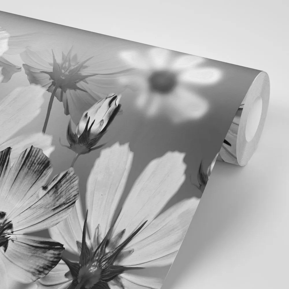 Carta da parati – Fiori in bianco e nero