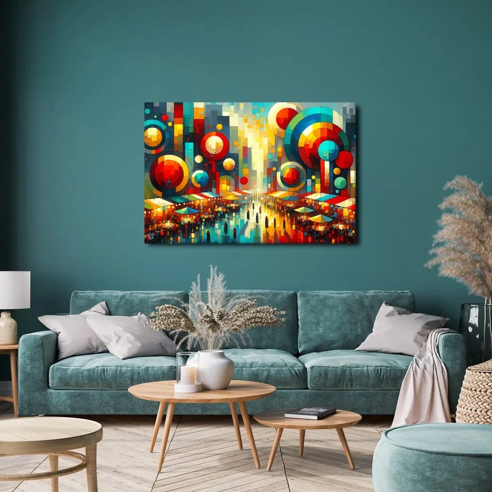 Quadro su tela – Città colorata nei cerchi