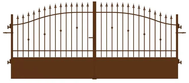 Cancello manuale Civetta in ferro, apertura centrale, L 408.5 x 180 cm, di colore ruggine