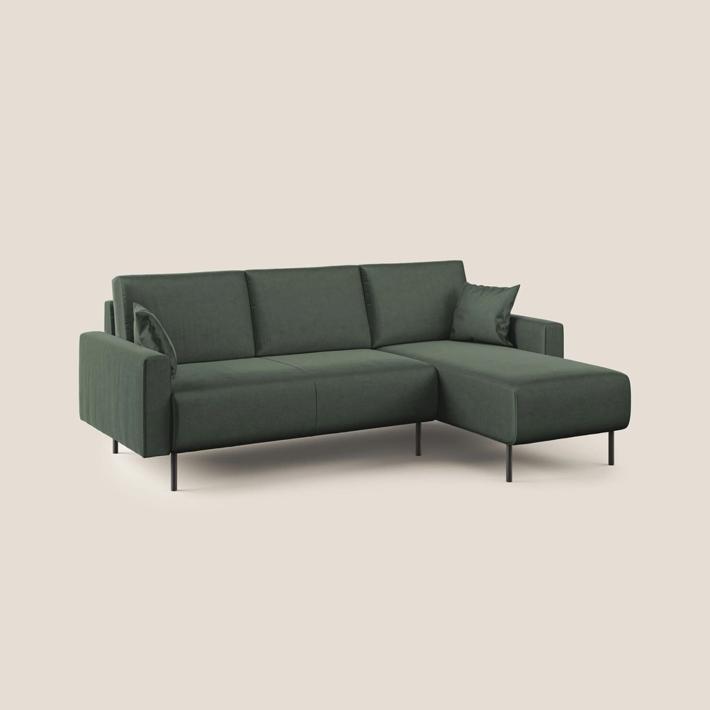 Arthur divano moderno angolare in velluto morbido impermeabile T01 verde