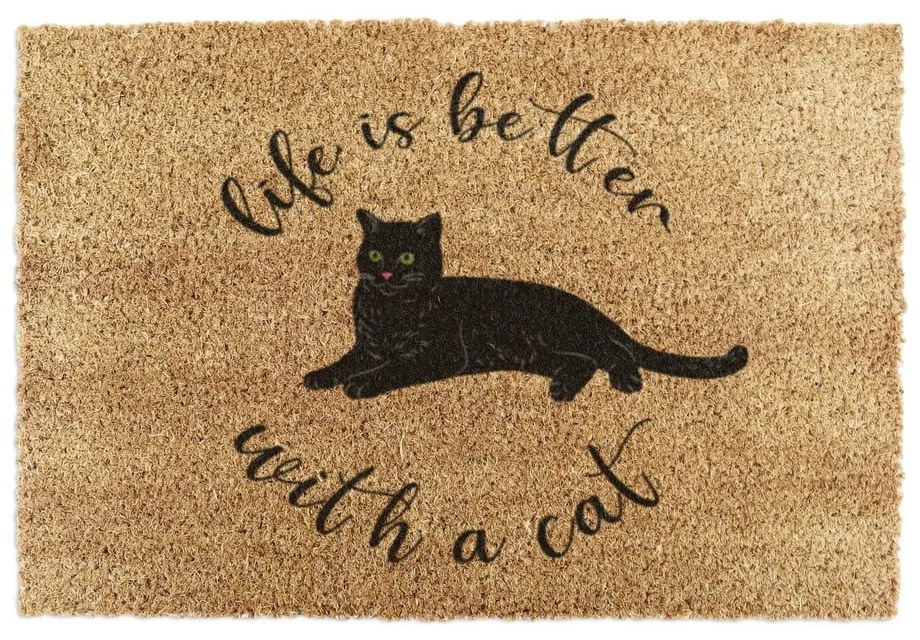 Zerbino in fibre di cocco 40x60 cm Life Is Better With a Cat – Artsy Doormats