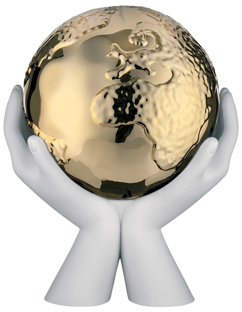 Bongelli preziosi statua moderna scultura mani mondo collezione Globe cm 36 X 27 ORO