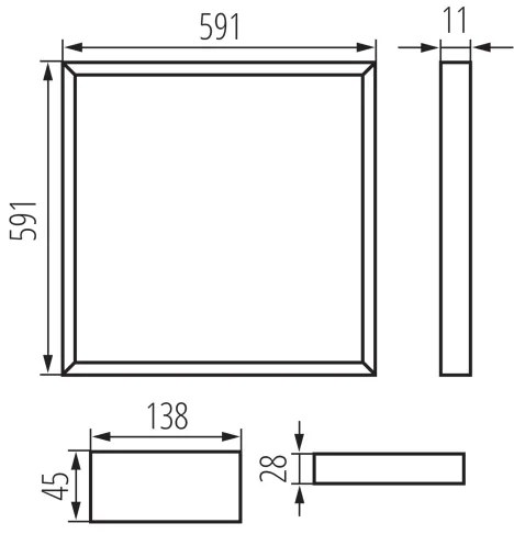 Kanlux 26779 - LED cornice da incasso AVAR LED/32W/230V 3000/4000/6500K 59x59 cm