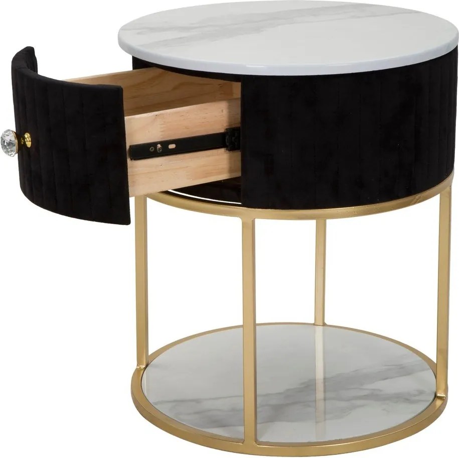 Comodino in nero e oro Montpellier - Mauro Ferretti