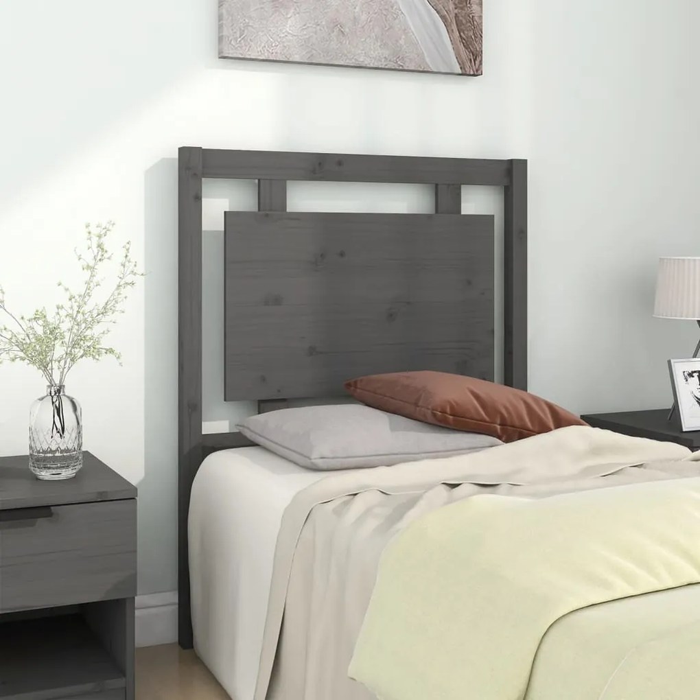 Testiera Per Letto Grigia 80,5x4x100 Cm Legno Massello Di Pino /