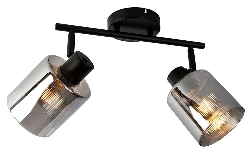 Faretto da soffitto nero con vetro fumé 2 luci orientabile - Laura
