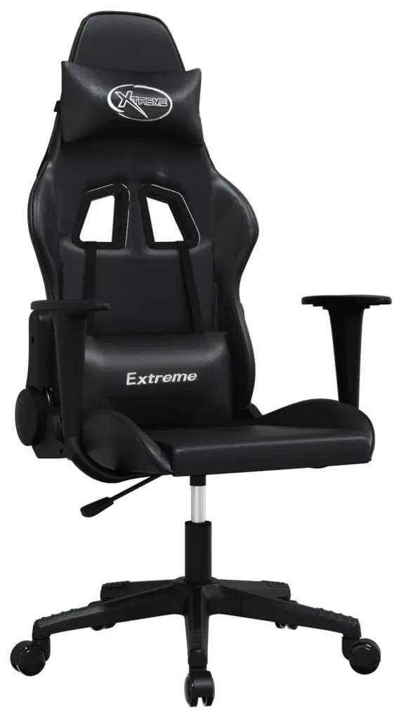 Sedia da gaming massaggiante nera in similpelle