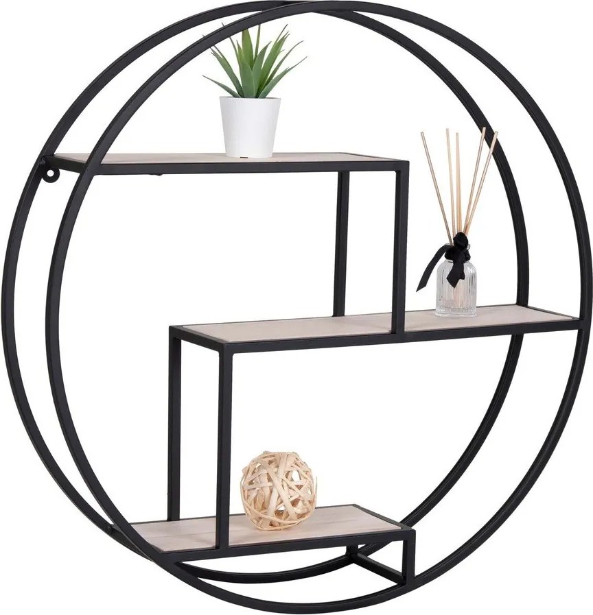 Scaffale a castello in legno massiccio di pavlovnia in nero e naturale 62 cm Rotterdam - House Nordic