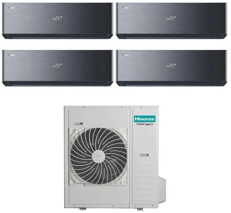 Condizionatore Hisense Quadri Split Inverter ENERGY PRO X BLACK 9+12+12+12 con 5AMW105U4RQC R-32 Wi-Fi Integrato