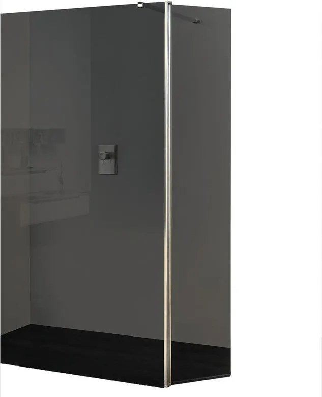 Deflettore walk-in Wens L 40 X H 200 cm, vetro fumè 6 mm, profilo cromo