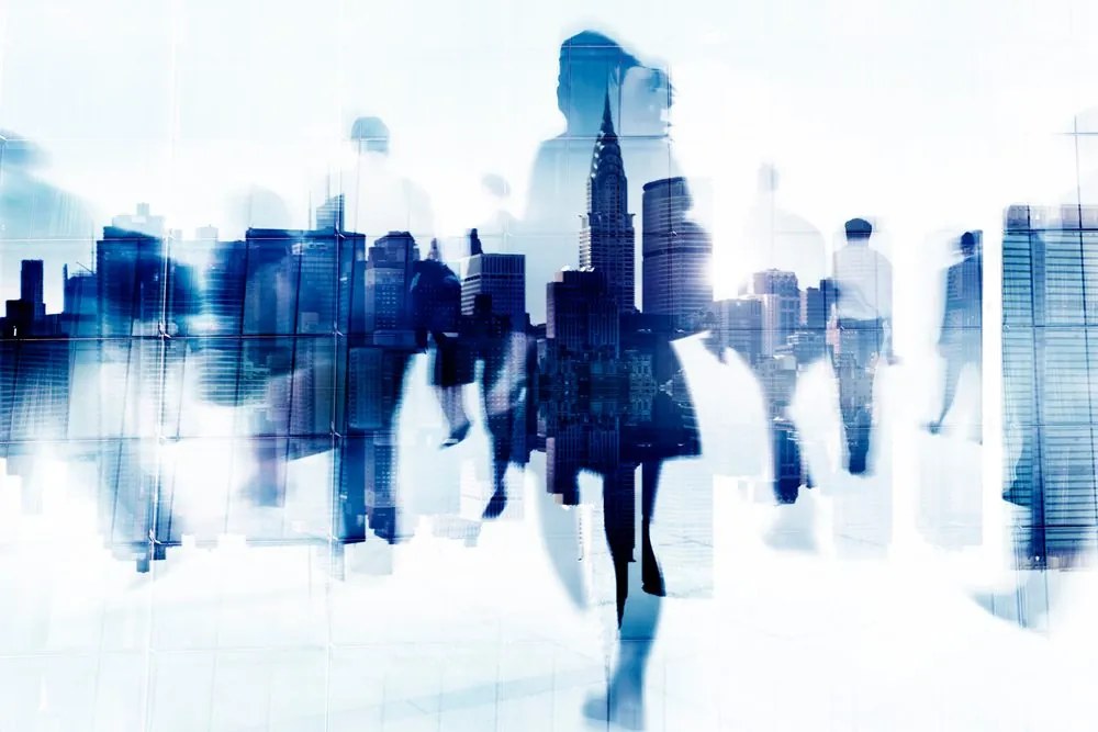 Quadro su tela – Silhouette di persone in metropoli