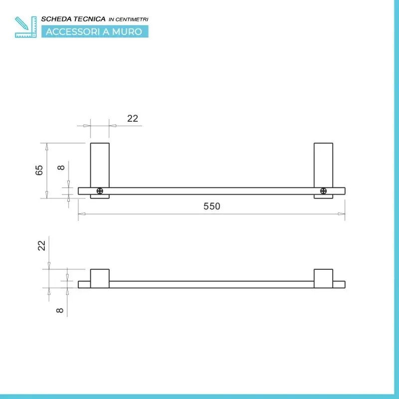 Set accessori a muro 5 pezzi in acciaio cromato e viti incluse Unica