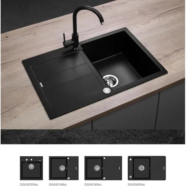 Concept BDG3334BC - Miscelatore per lavello 33,5 cm granito/nero