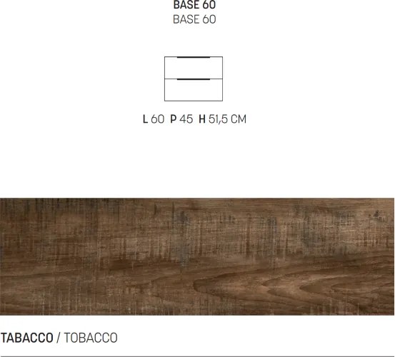 Mobile da bagno BALI 60 cm sospeso in nobilitato Tabacco