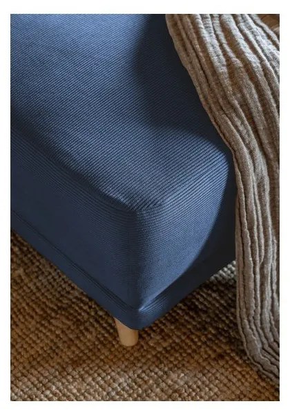 Divano letto angolare in velluto a coste blu scuro (variabile) Lazy Lukka - Miuform