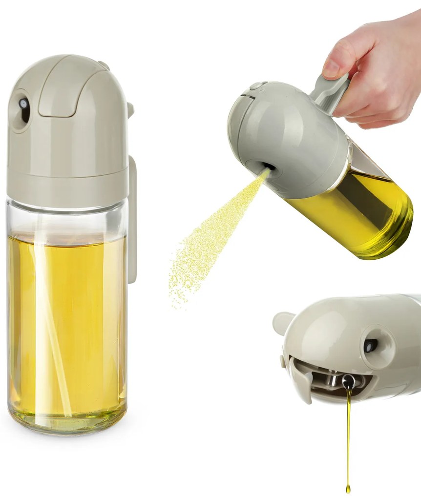Oliera spray e versa vetro 550 ml tappo tondo tortora