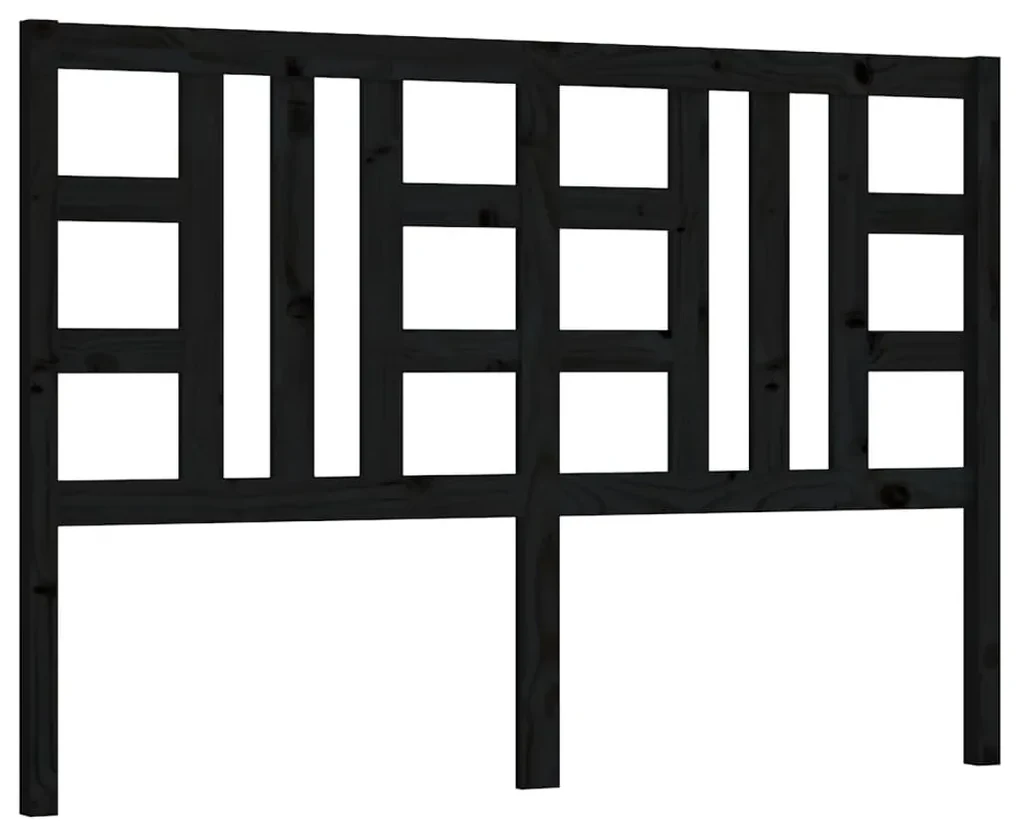 Testiera per letto nera 126x4x100 cm in legno massello di pino