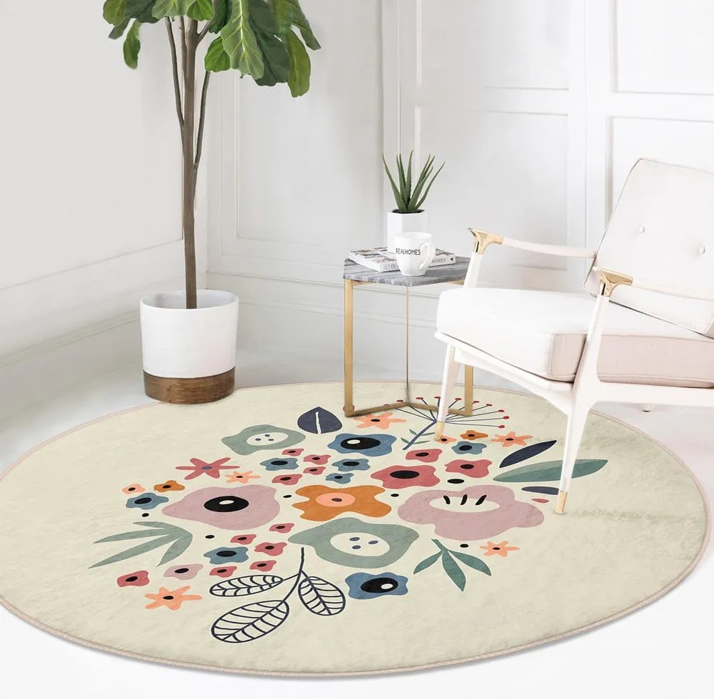 Tappeto rotondo lavabile adatto ai robot aspirapolvere ø 120 cm Comfort - Mila Home