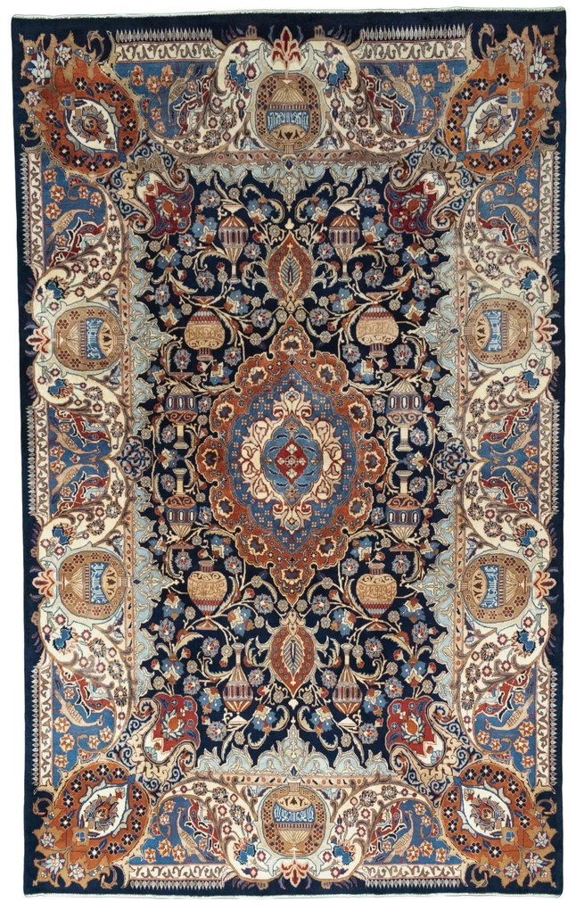 Kashmar Tappeto persiano 340 x 210 Blu (Iran) Annodato A Mano