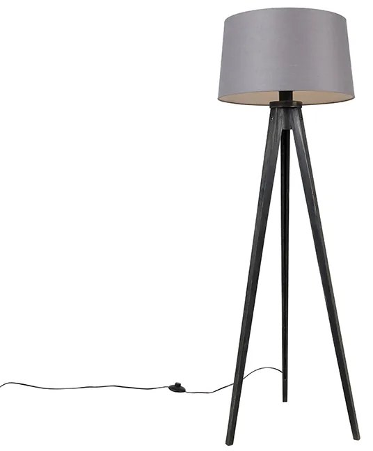 Tripode nero con paralume in lino Grigio scuro 45 cm - Tripode Classic