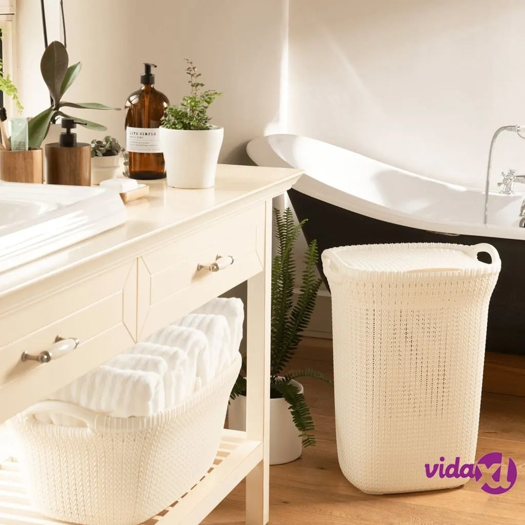 Curver Cesto Portabiancheria Knit 40 L Bianco Crema