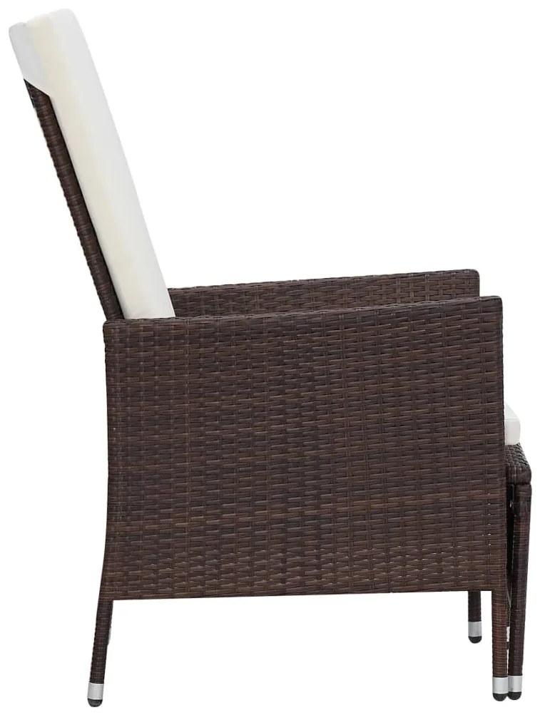 Set divani da giardino 3 pz con cuscini in polyrattan marrone