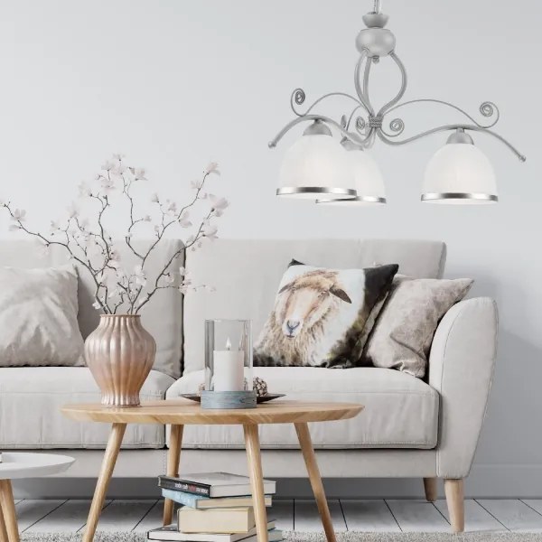 Lampadario a sospensione con catena RETRO II 3xE27/60W/230V argento