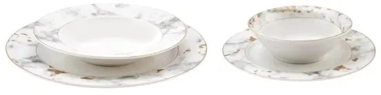 Set da tavola 24 pezzi in porcellana, bianco/grigio