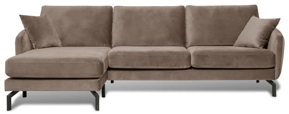 Divano angolare in velluto marrone-beige (angolo sinistro) Magic - Scandic