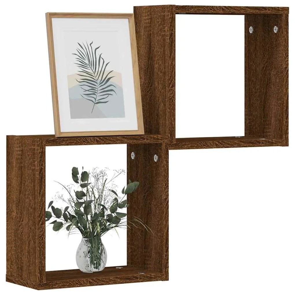 Mensole A Cubo 2 Pz Rovere Marrone 30x15x30 Cm /