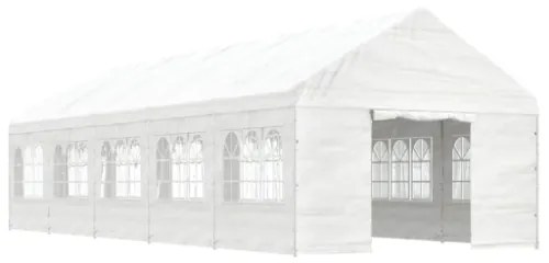 Gazebo con Tetto Bianco 11,15x4,08x3,22 m in Polietilene