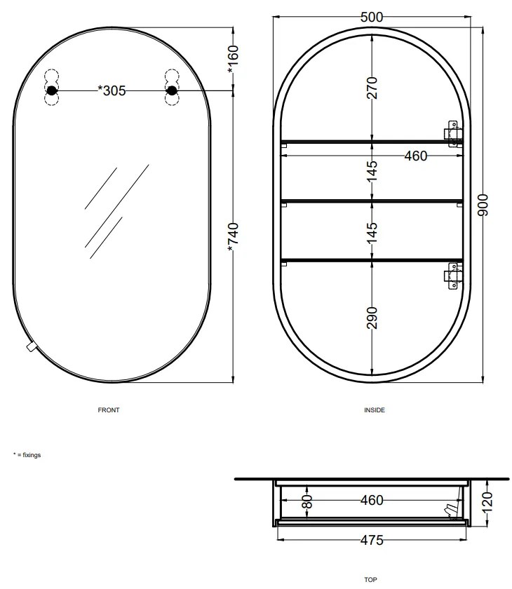 Cielo I Catini Oval Box Specchio 50x90 Contenitore Ovale Con Scocca Laccata In Legno Cemento