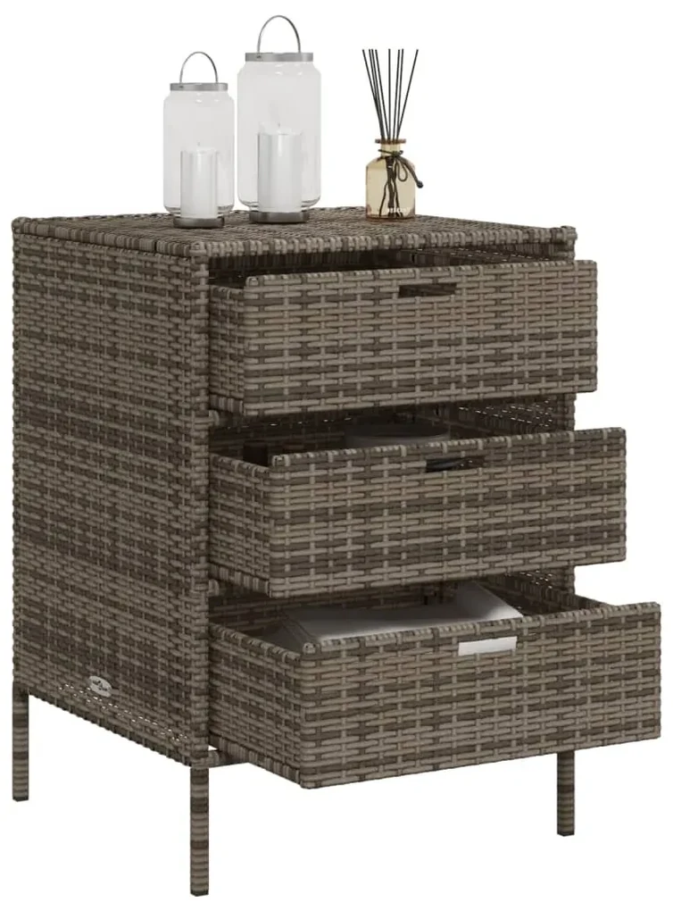 Armadietto portaoggetti giardino grigio 55x59x80cm polyrattan