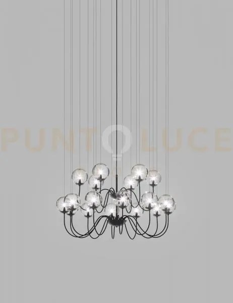Puppet sospensione 18p cristallo trasparente nero opaco 18 luci att...