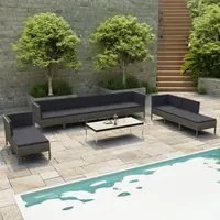 Set Divani da Giardino 10 pz con Cuscini in Polyrattan Grigio 3056976