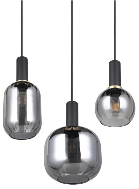 Lampadario nero con paralume in vetro Diva - Trio