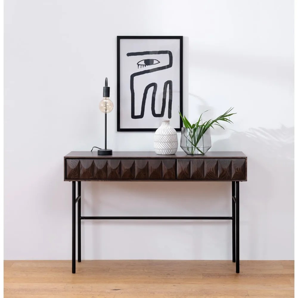 Consolle nera effetto rovere 39x117 cm Latina - Unique Furniture