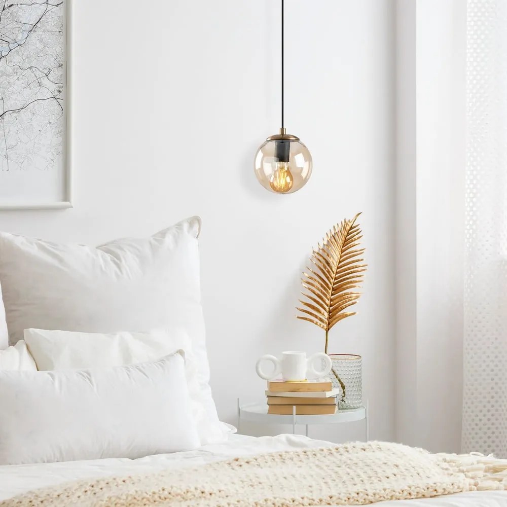 Lampadario dorato con paralume in vetro ø 15 cm Efe – Opviq lights