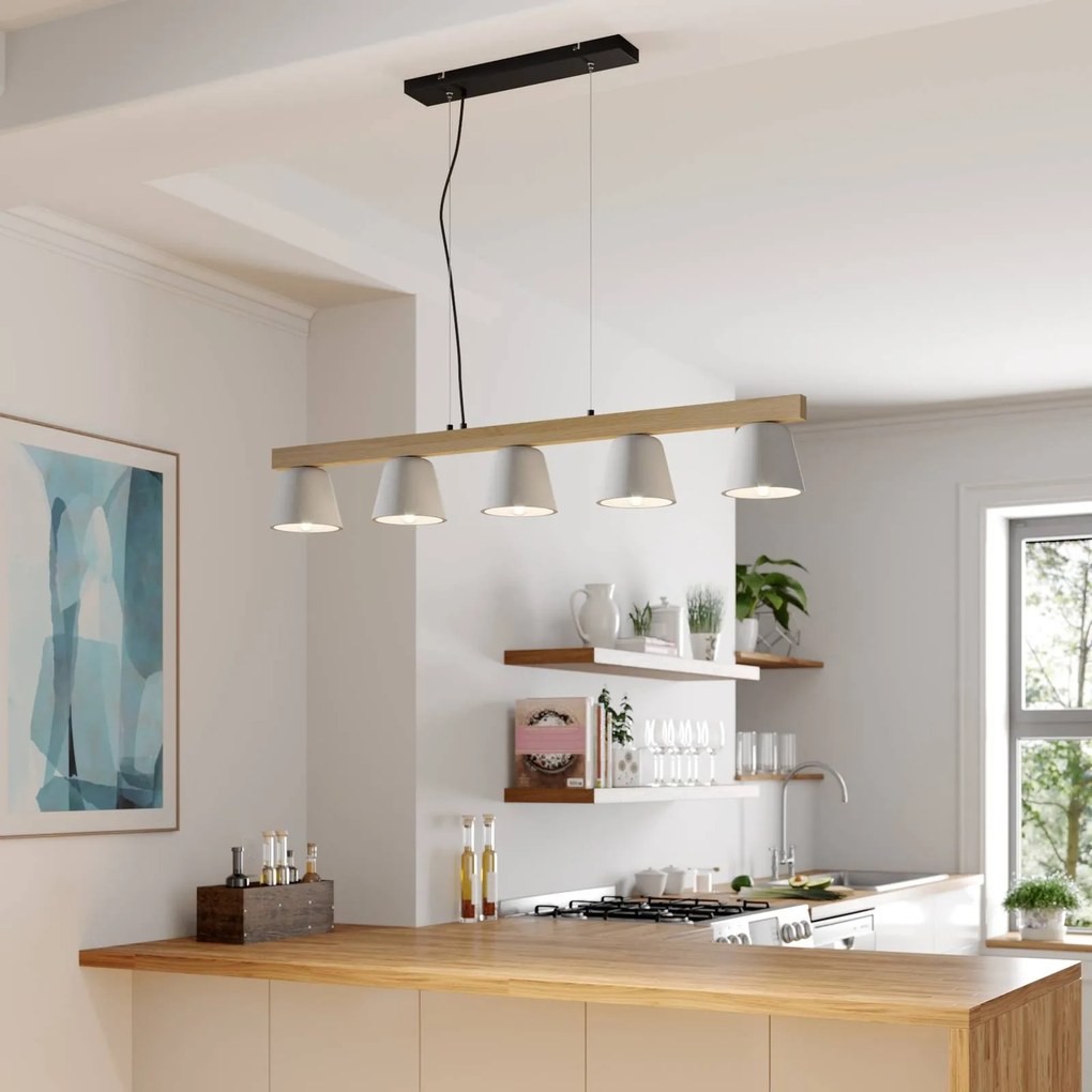 Lampada a sospensione Kalinda Lucande, dimmerabile, Alluminio / Grigio / Zincato, Soggiorno / Sala da pranzo, calcestruzzo / cemento, Scandinavo, Lampada a sospensione